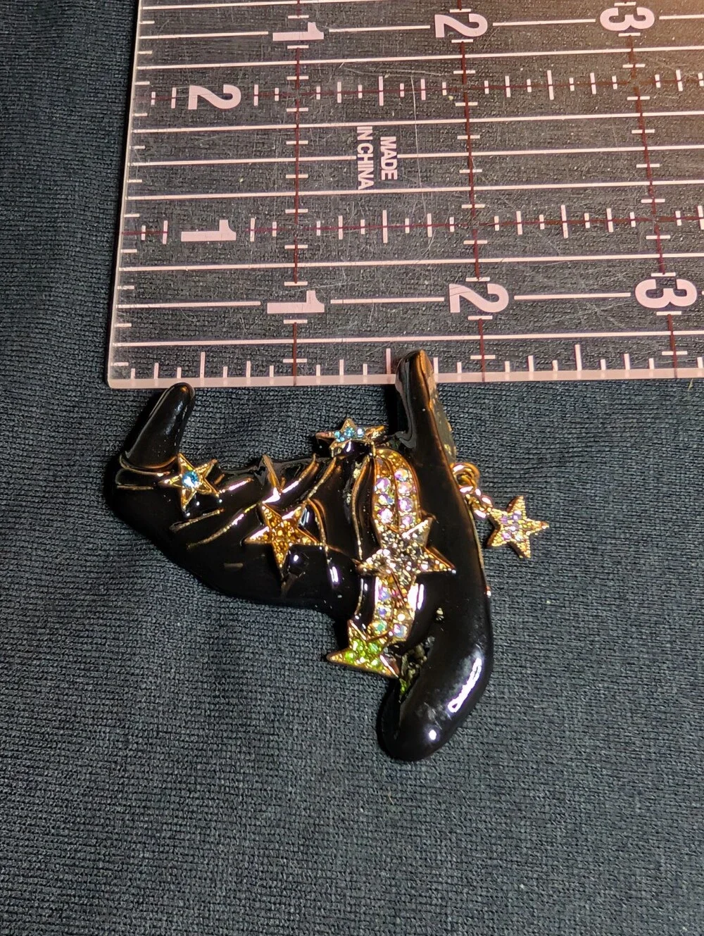 Black Witch Hat Brooch Pin with Star Accents